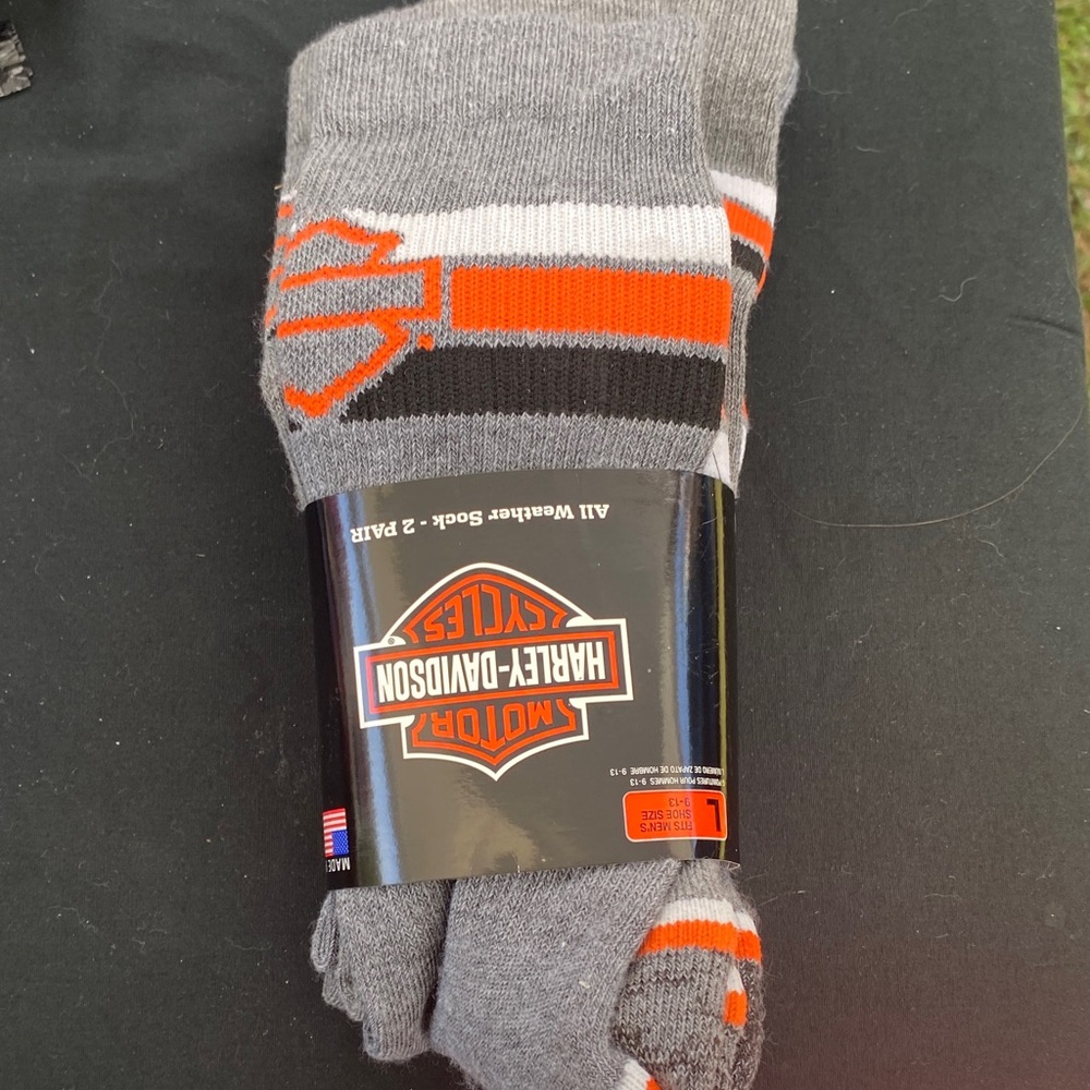 Harley-Davidson Gray and Orange Logo Socks